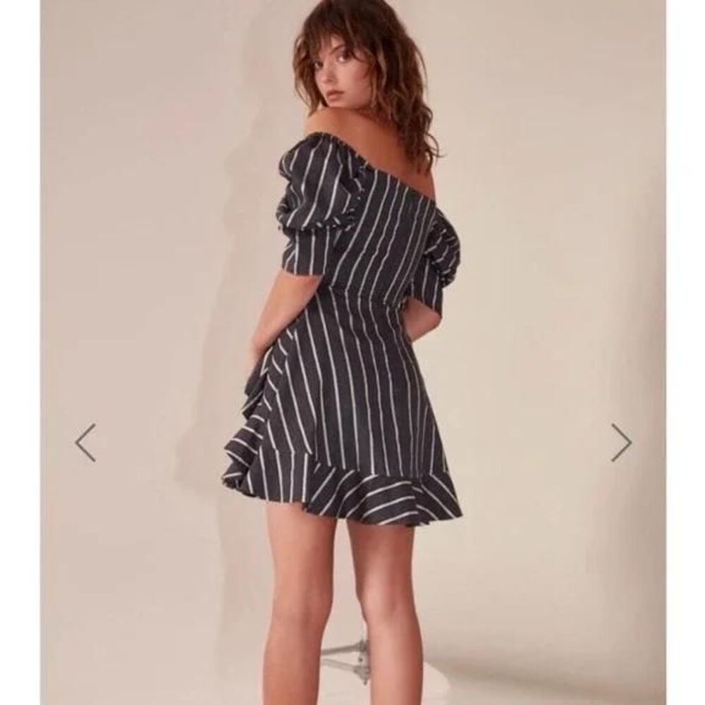 NWT C/MEO Collective Striped Puff Sleeve Mini Dress - Picture 5 of 9